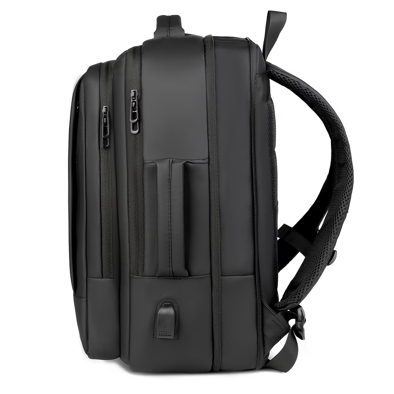 Side profile of the black Wizardback everyday backpack